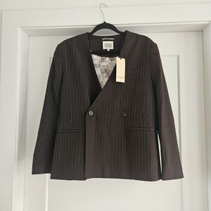 Scotch & Soda Brown Pinstripe Blazer Size Medium Oversized Fit